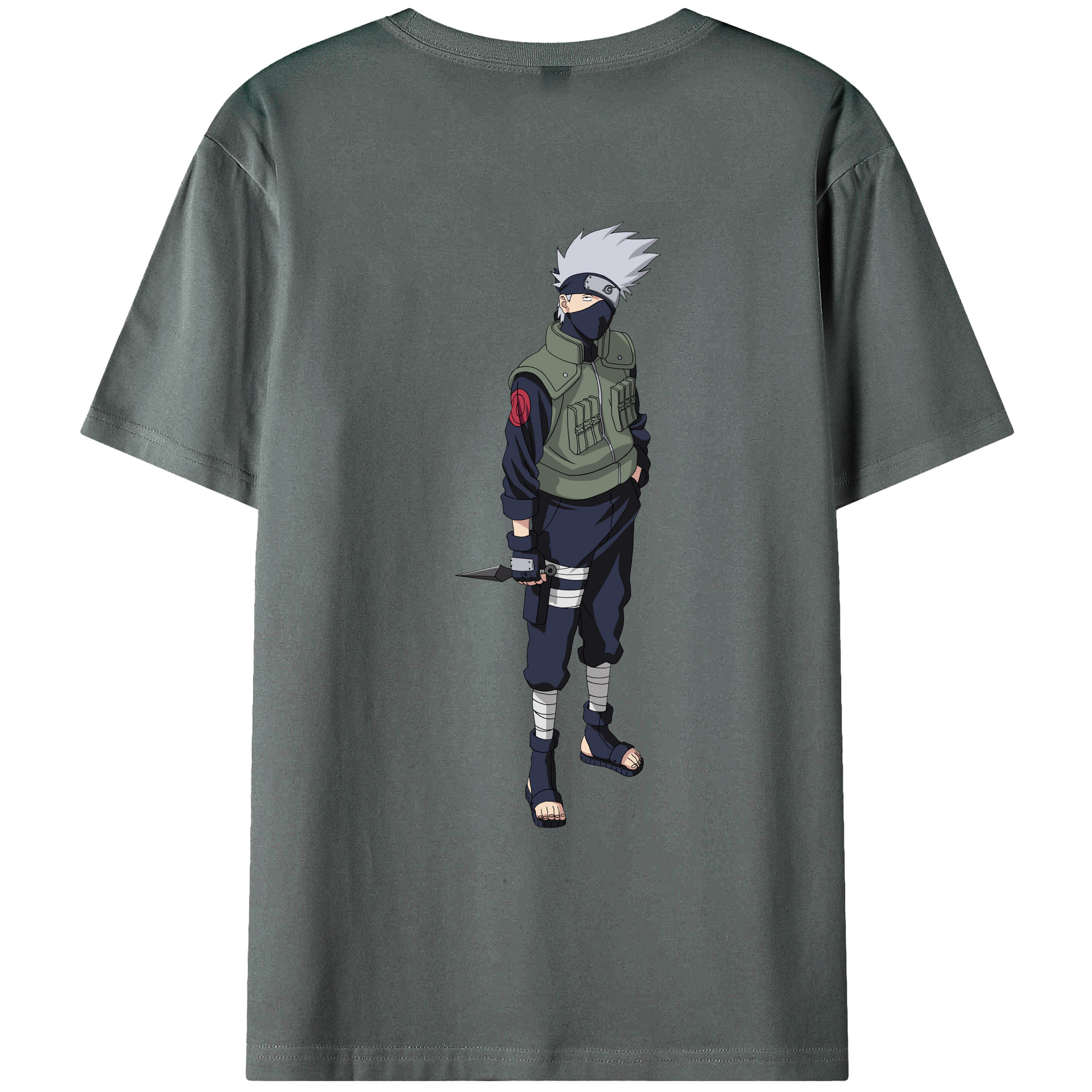 （画像用） NARUTO -ナルト- はたけ カカシ Hatake Kakashi 綿100％ メンズ半袖Tシャツ（バックプリント） 通気性